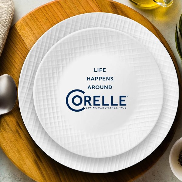 Corelle Dinnerware- Lightweight Linen Weave 18-piece Dinnerware Set, Service for 6
