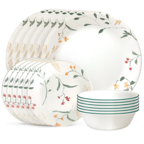 Corelle Dinnerware- Lightweight Simple Lines 18-piece Dinnerware Set, Service for 6