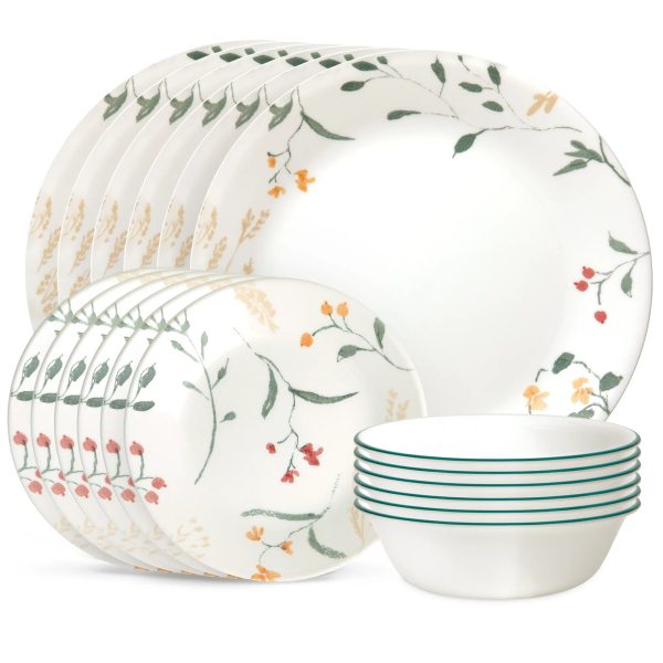 Corelle Dinnerware- Lightweight Wildflower Scatter 18-piece Dinnerware Set, Service for 6