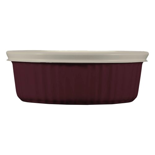 Corelle Dinnerware- Lightweight French Colors 24-ounce Baking Dish with Lid, Cabernet