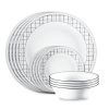 Corelle Dinnerware- Lightweight Delicate Grid 18-piece Dinnerware Set, Service for 6