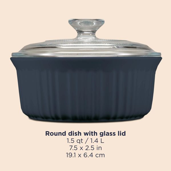 Corelle Dinnerware- Lightweight French Colors 1.5-quart Round Baking Dish, Navy