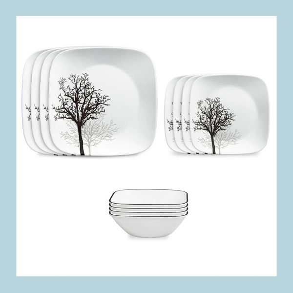 Corelle Dinnerware- Lightweight Timber Shadows 12-piece Dinnerware Set, Service for 4