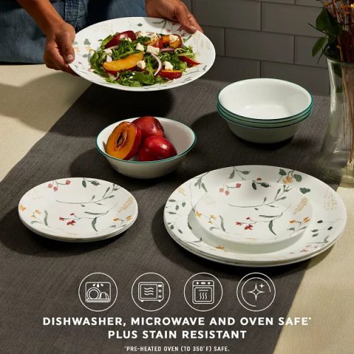 Corelle Dinnerware- Lightweight Wildflower Scatter 32-piece Dinnerware Set, Service for 8