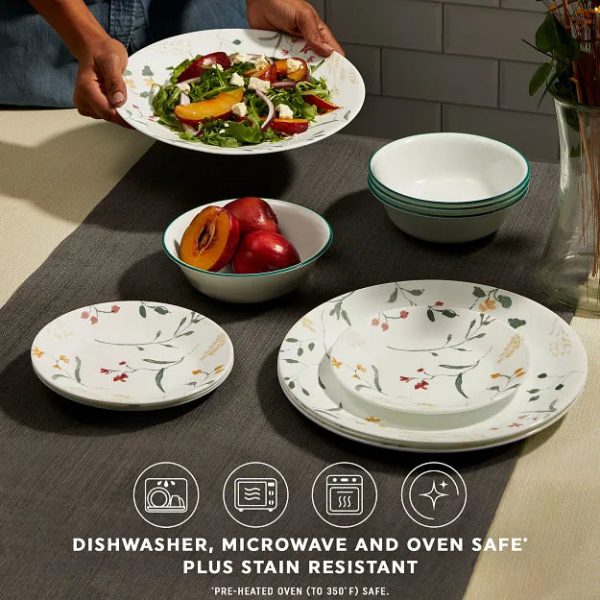 Corelle Dinnerware- Lightweight Wildflower Scatter 32-piece Dinnerware Set, Service for 8