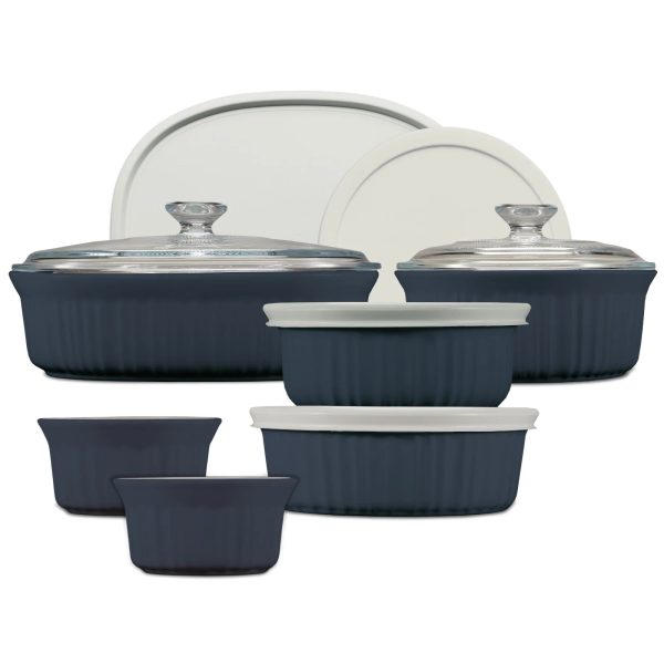 Corelle Dinnerware- Lightweight French Colors 12-piece Oval Bakeware Set, Navy