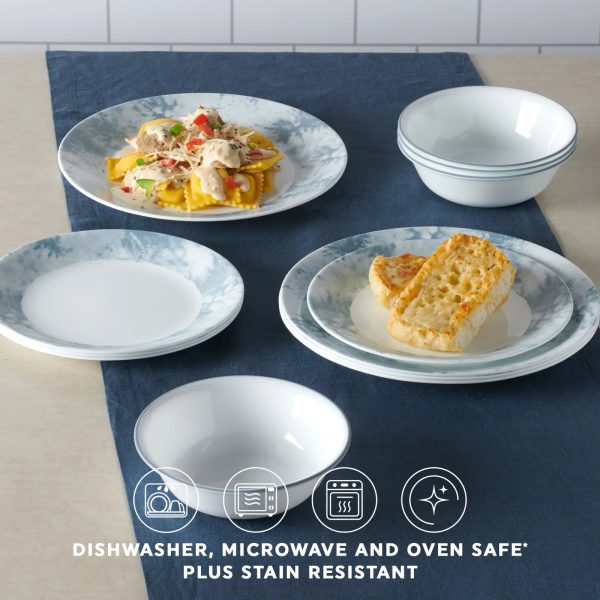 Corelle Dinnerware- Lightweight Salt Wash 12-piece Dinnerware Set, Service for 4