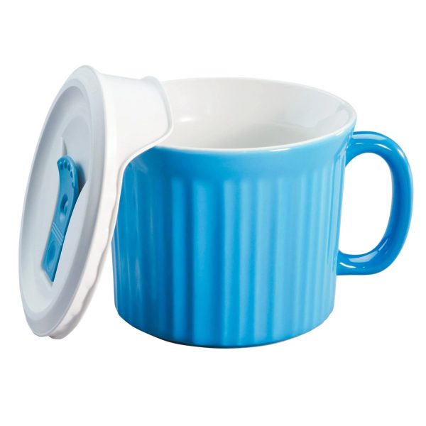 Corelle Dinnerware- Lightweight 20-ounce Light Blue Meal Mug® with Vented Lid