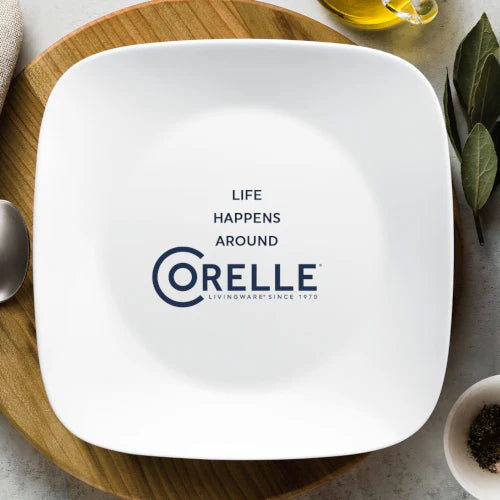 Corelle Dinnerware- Lightweight Square® Pure White 12-piece Dinnerware Set with Appetizer Plates, Service for 4