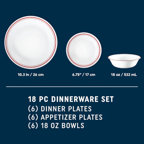 Corelle Dinnerware- Lightweight Logan 18-pc Dinnerware Set, Service for 6