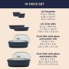 Corelle Dinnerware- Lightweight French Colors 10-piece Oval Bakeware Set, Navy