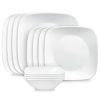 Corelle Dinnerware- Lightweight Square® Pure White 12-piece Dinnerware Set, Service for 4