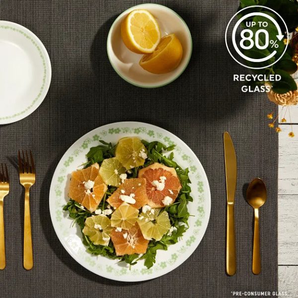 Corelle Dinnerware- Lightweight Spring Blossom Green 18-piece Dinnerware Set, Service for 6