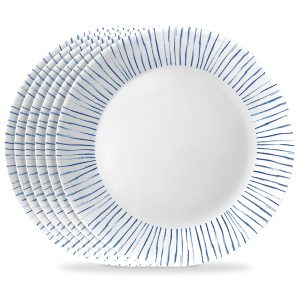 Corelle Dinnerware- Lightweight Botanical Stripes 10.25 Dinner Plate