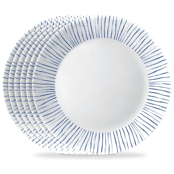 Corelle Dinnerware- Lightweight Botanical Stripes 10.25 Dinner Plate, 6 pack