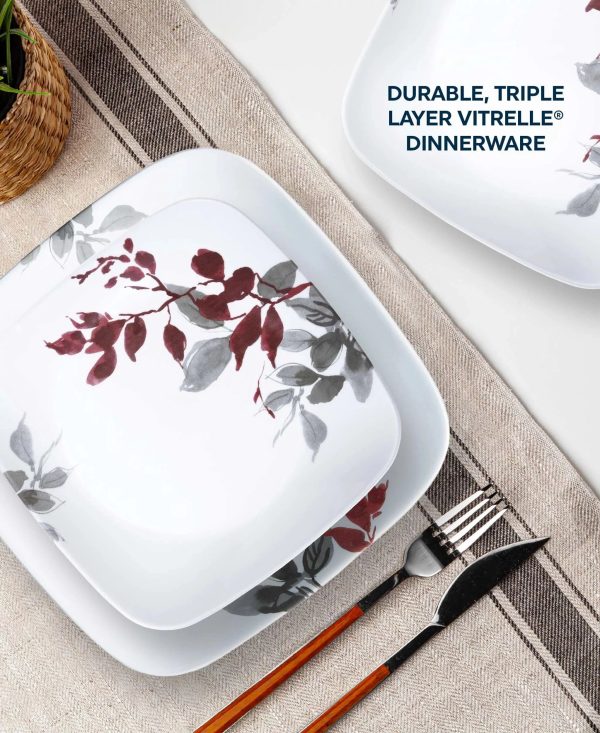 Corelle Dinnerware- Lightweight Kyoto Leaves 16-piece Dinnerware Set, Service for 4
