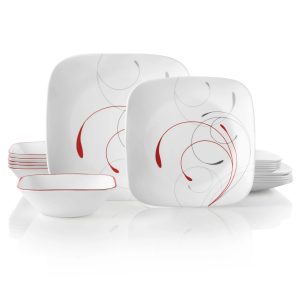 Corelle Dinnerware- Lightweight Square Wandering Grove 10.5 Dinner Plate