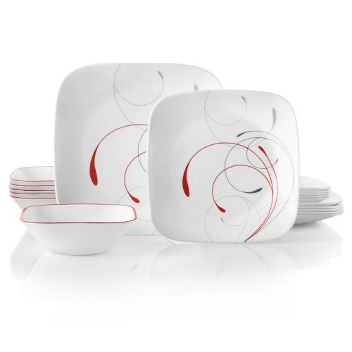 Corelle Dinnerware- Lightweight Square Splendor 18-piece Dinnerware Set, Service for 6