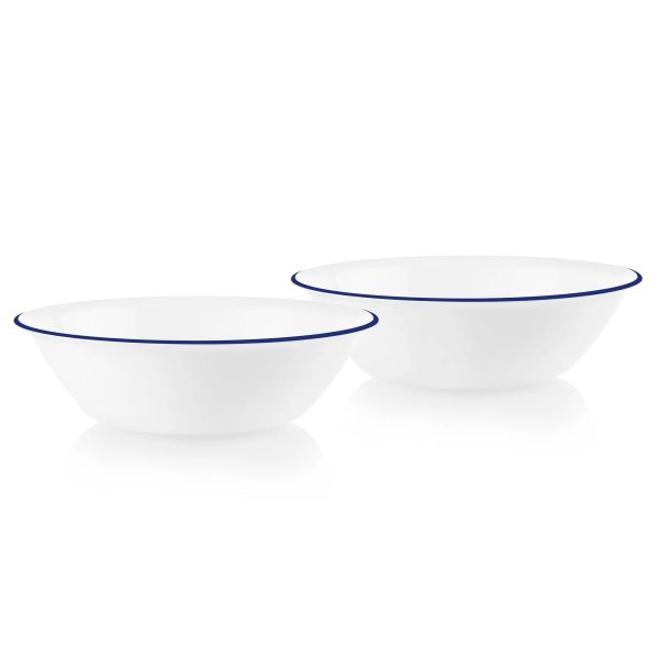 Corelle Dinnerware- Lightweight Brilliant Blue Banded 2-quart Serving Bowls, 2-pack