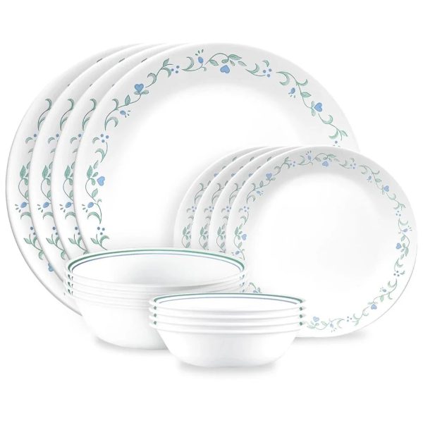 Corelle Dinnerware- Lightweight Country Cottage 16-piece Mugless Dinnerware Set, Service for 4