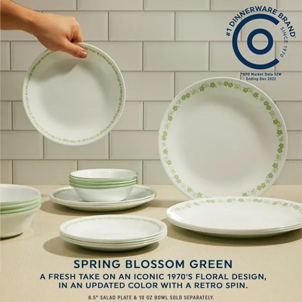 Corelle Dinnerware- Lightweight Spring Blossom Green 18-piece Dinnerware Set, Service for 6