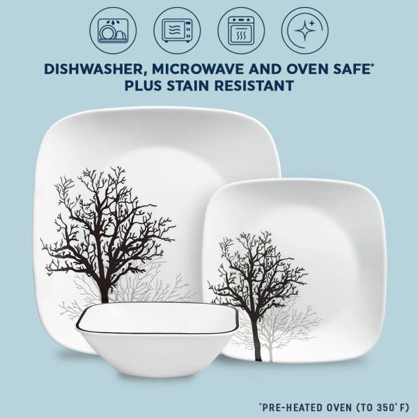 Corelle Dinnerware- Lightweight Timber Shadows 12-piece Dinnerware Set, Service for 4
