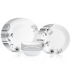 Corelle Dinnerware- Lightweight Inked Poppy 12-piece Dinnerware Set, Service for 4