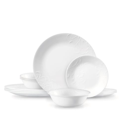 Corelle Dinnerware- Lightweight Madeline 12-piece Dinnerware Set, Service for 4