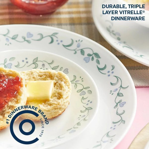 Corelle Dinnerware- Lightweight Country Cottage 16-piece Mugless Dinnerware Set, Service for 4