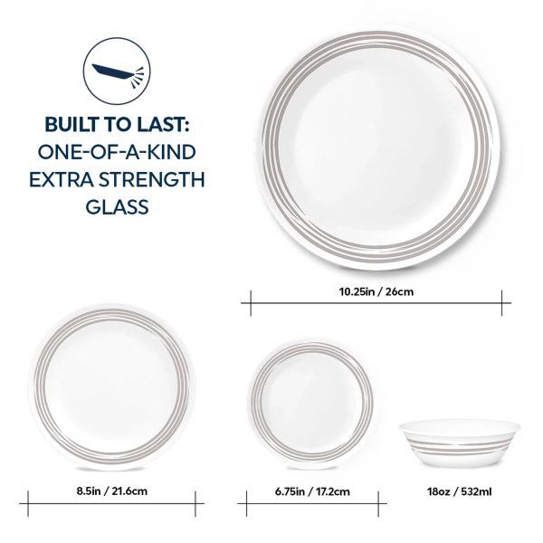 Corelle Dinnerware- Lightweight Brushed Silver 16-piece Dinnerware Set, Service for 4 Corelle Dinnerware- Lightweight Brushed Silver 16-piece Dinnerware Set, Service for 4