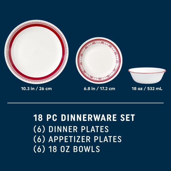 Corelle Dinnerware- Lightweight Sadie 18-piece Dinnerware Set, Service for 6