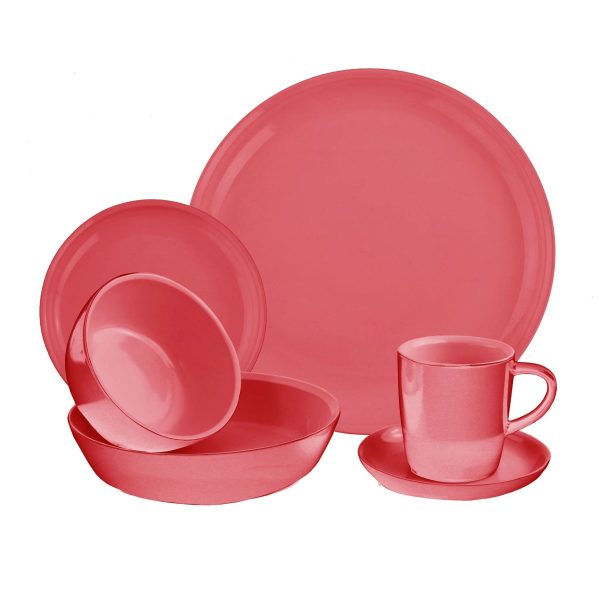 Corelle Dinnerware- Lightweight 6-piece Vermilion Dinnerware Set , Service for 1 Corelle Dinnerware- Lightweight 6-piece Vermilion Dinnerware Set , Service for 1