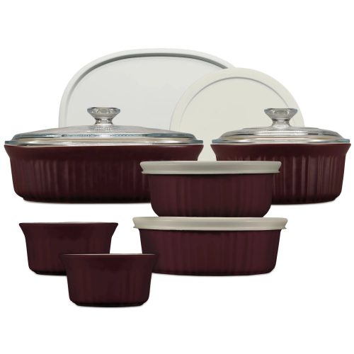 Corelle Dinnerware- Lightweight French Colors 12-piece Bakeware Set, Cabernet
