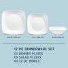Corelle Dinnerware- Lightweight Square® Pure White 12-piece Dinnerware Set, Service for 4