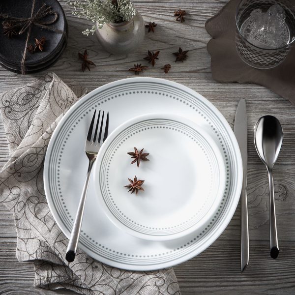 Corelle Dinnerware- Lightweight Mystic Gray 78-piece Dinnerware Set, Service for 12
