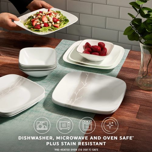 Corelle Dinnerware- Lightweight Brushed Silver 16-piece Dinnerware Set, Service for 4
