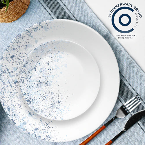 Corelle Dinnerware- Lightweight Indigo Speckle 18-piece Dinnerware Set, Service for 6