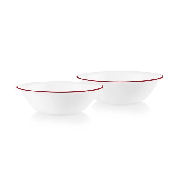 Corelle Dinnerware- Lightweight Radiant Red Banded 1-quart Serving Bowls, 2-pack