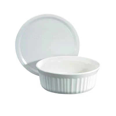 Corelle Dinnerware- Lightweight French White® 24-ounce Baking Dish with Lid