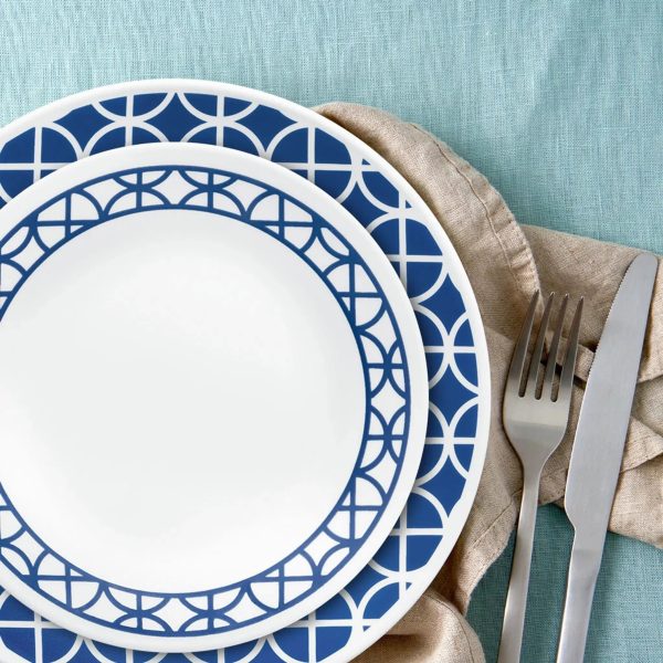 Corelle Dinnerware- Lightweight Cobalt Circles 16-piece Mugless Dinnerware Set, Service of 4 Corelle Dinnerware- Lightweight Cobalt Circles 12-piece Mugless Dinnerware Set, Service of 4