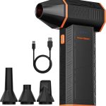 WOLFBOX MegaFlow 50 Compressed Air Duster, 110,000 RPM, 3-Gear Adjustable | Electric, Mini Blower, Fast Charging, Computer, Keyboard, House, Outdoor, Car, 0.45 lb Lightweight, 4 Nozzles