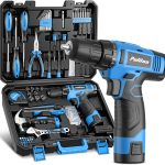PULITUO Tool Set, 148-Piece Home Drill Set with 12V Blue Cordless Drill, Hand tool Kits, and Box, Suitable for Men, Women, and DIY Enthusiasts for Home Improvement.