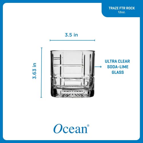 Corelle Dinnerware- Lightweight Traze FTR Rocks Glasses (4-Pieces), 12-ounce, Dishwasher Safe