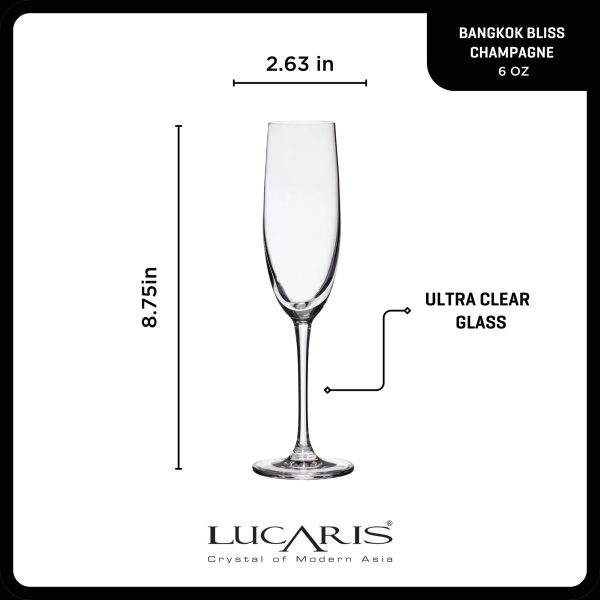 Corelle Dinnerware- Lightweight Bangkok Bliss Champagne Flute Glasses (4-Pieces), 6-ounce, Dishwasher Safe, Lead-free Crystalline