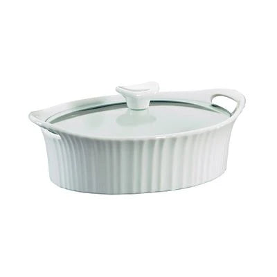 Corelle Dinnerware- Lightweight French White® 1.5-quart Oval Casserole Dish with Lid