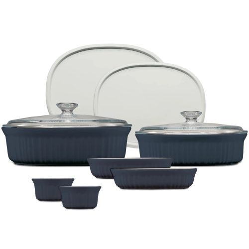 Corelle Dinnerware- Lightweight French Colors 10-piece Oval Bakeware Set, Navy
