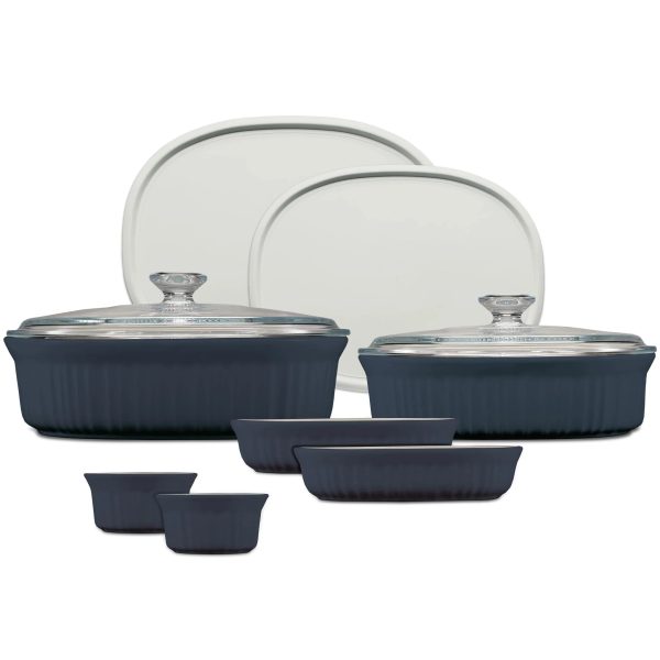 Corelle Dinnerware- Lightweight French Colors 10-piece Oval Bakeware Set, Navy