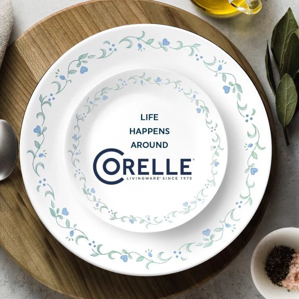 Corelle Dinnerware- Lightweight Country Cottage 16-piece Mugless Dinnerware Set, Service for 4