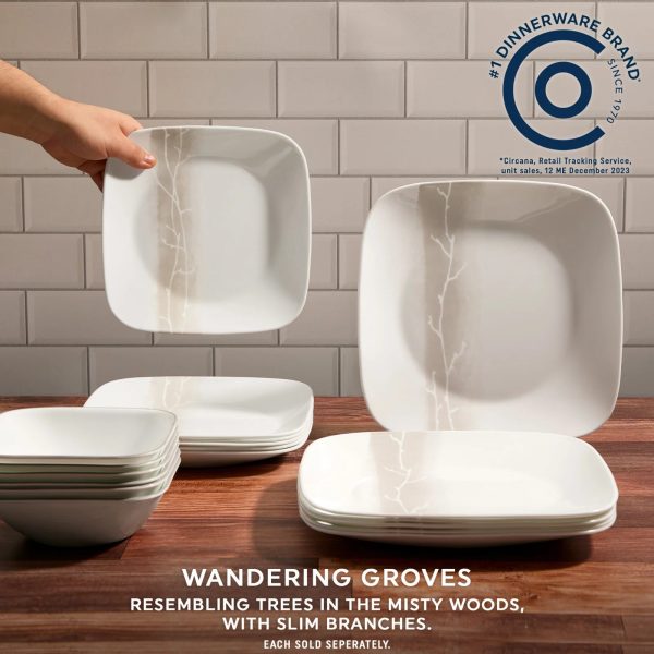 Corelle Dinnerware- Lightweight Square Wandering Grove 10.5 Dinner Plate