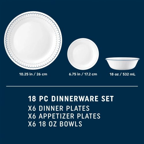 Corelle Dinnerware- Lightweight Logan 18-pc Dinnerware Set, Service for 6